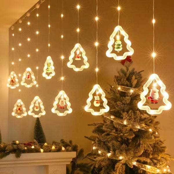 Festive DIY String Lights,Santa Claus Circle Christmas Tree