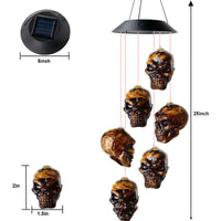 Halloween Skull Wind Chimes Solar Powered LED Light