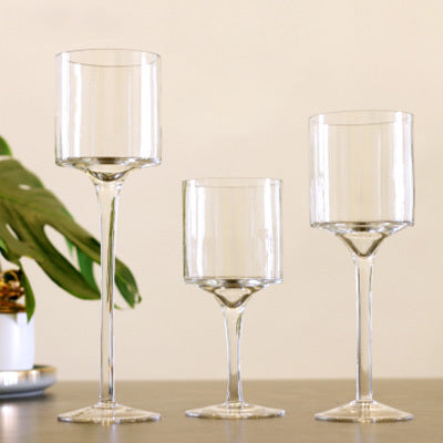 Tall Cup Transparent Glass Candle Holder