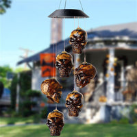 Halloween Skull Wind Chimes Solar Powered LED Light