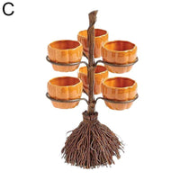 Halloween Broom Pumpkin Snack Bowl Rack