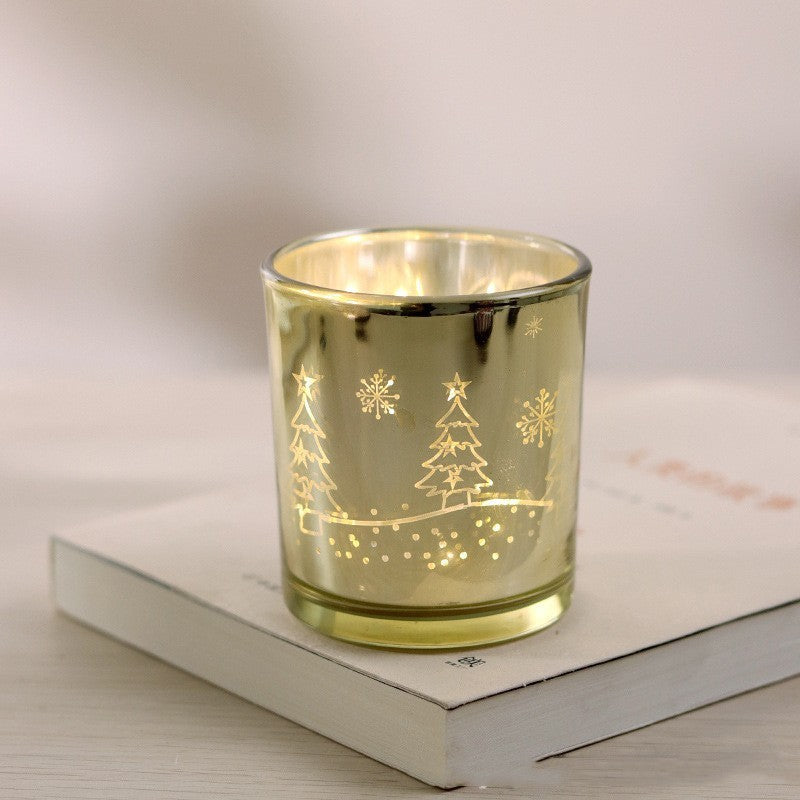 Christmas Glass Elk Silver Electroplating Candle Glass Empty Cup